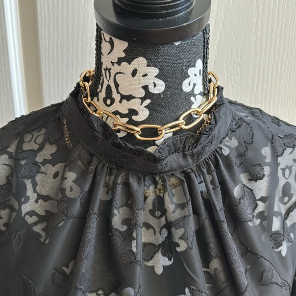 ELIE TAHARI mock neck blouse - Picture 3 of 5